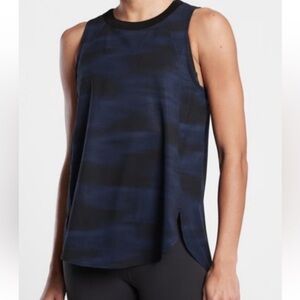Athleta Zephyr Print Tank Top Blurred Camo Blue Black Sz Small